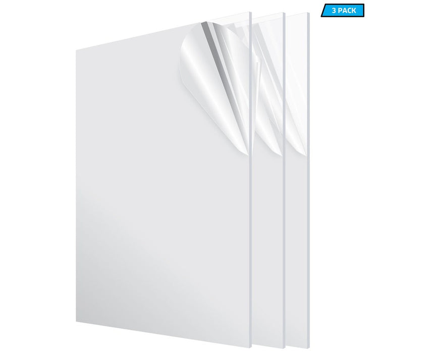 Clear Acrylic Plexiglass Sheet 1/8 Inches Thick 24" x 48" (3 Pack)