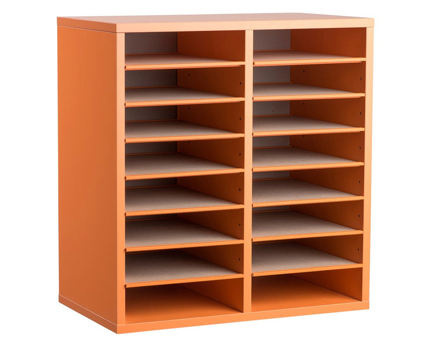 16 Compartments Wooden Literature Organizer Orange