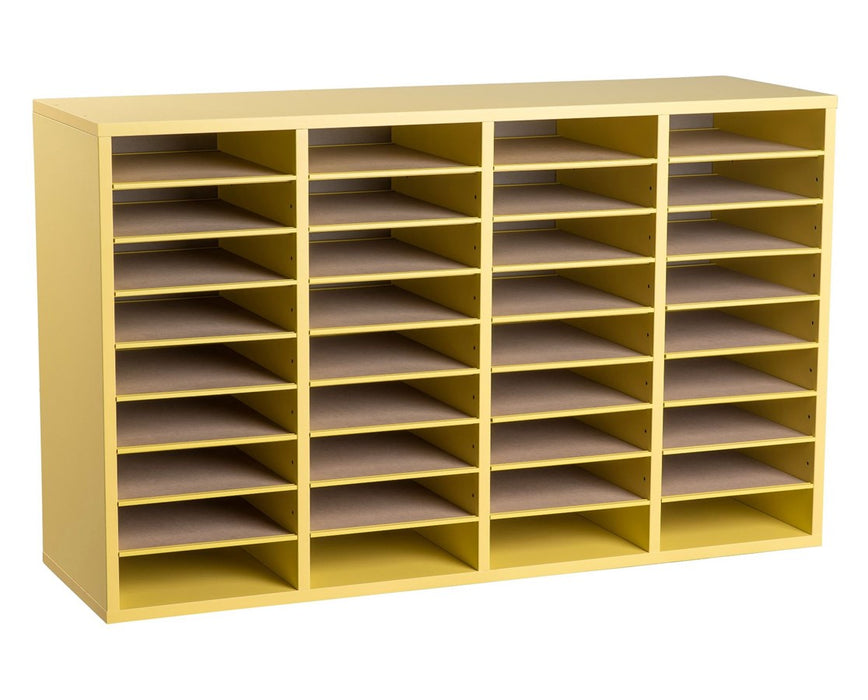 36 Compartments Wooden Literature Organizer Yellow