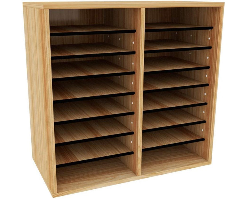 16 Compartments Wooden Literature Organizer Medium Oak