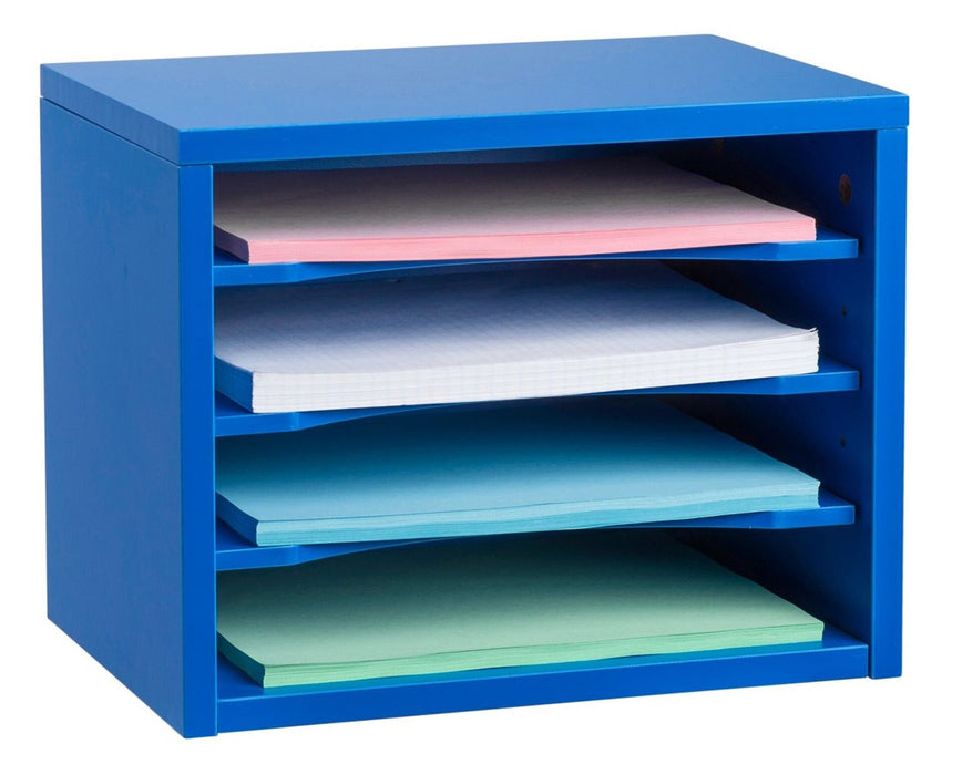 Stackable Desk Organizer with Curved Edge Removable Shelves Blue