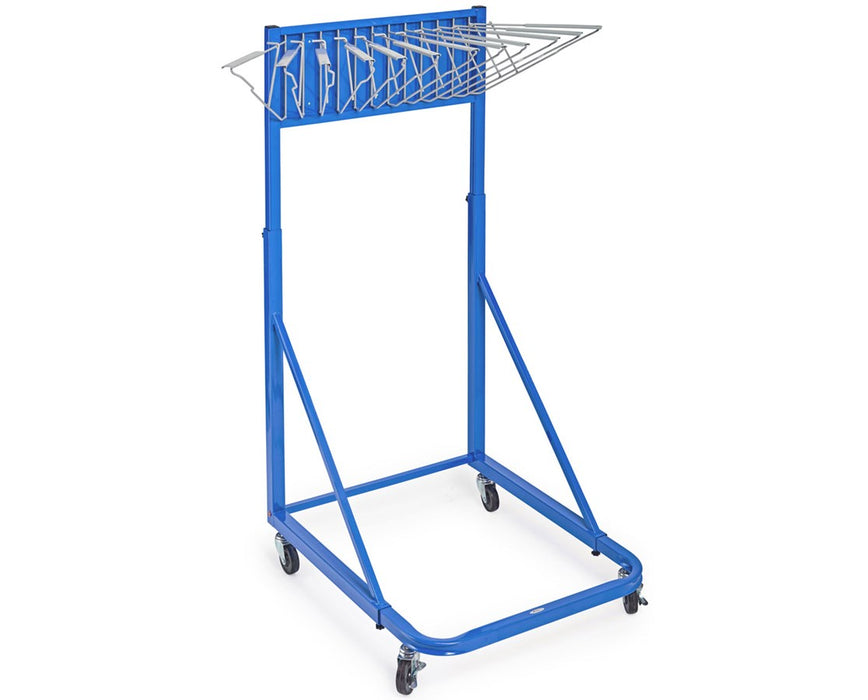 Blueprint Storage Vertical File Rolling Stand With 12 Brackets, Blue