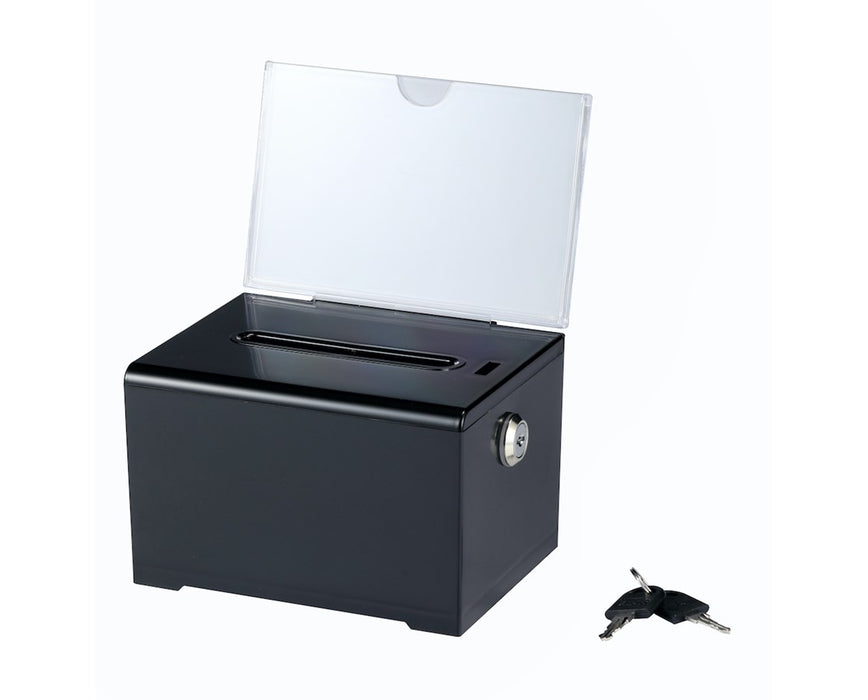 Acrylic Donation & Ballot Box - Top Panel Lock - Black