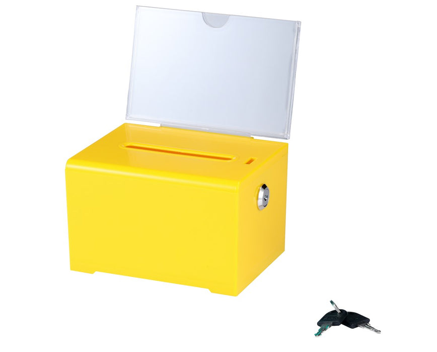 Acrylic Donation & Ballot Box - Top Panel Lock - Yellow