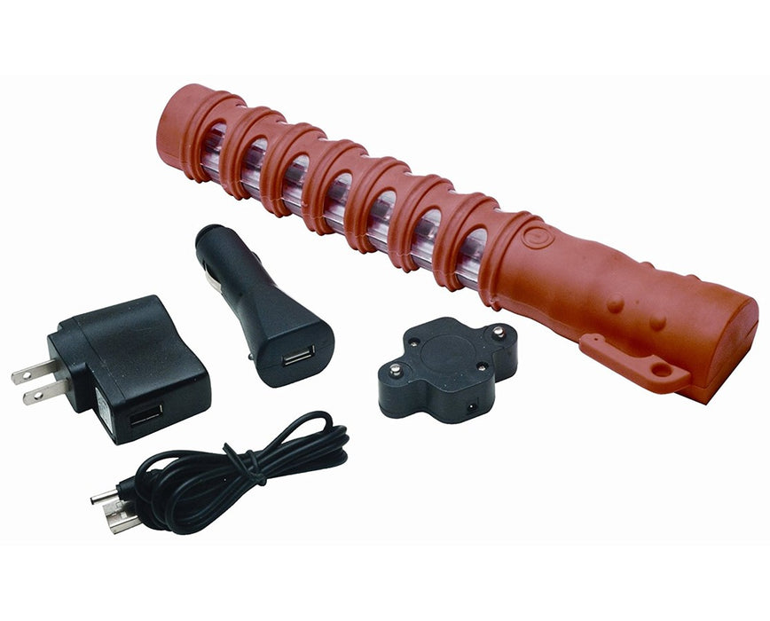 Baton Traffic Single Flare Kit Red LEDs (Orange Baton) - 4/pk
