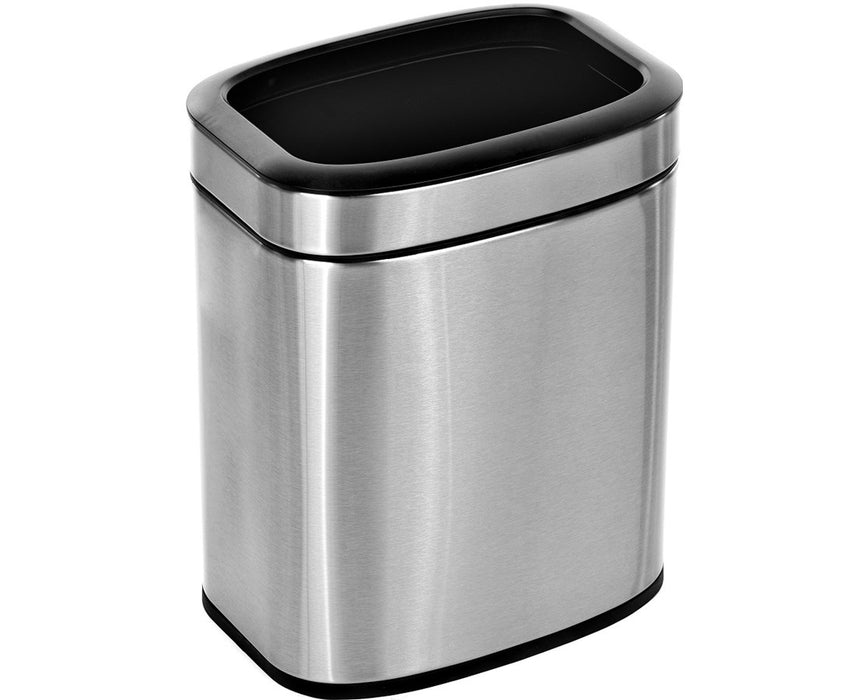 Stainless Steel Open Trash Can 10 L / 2.6 gal with Single Compartment
