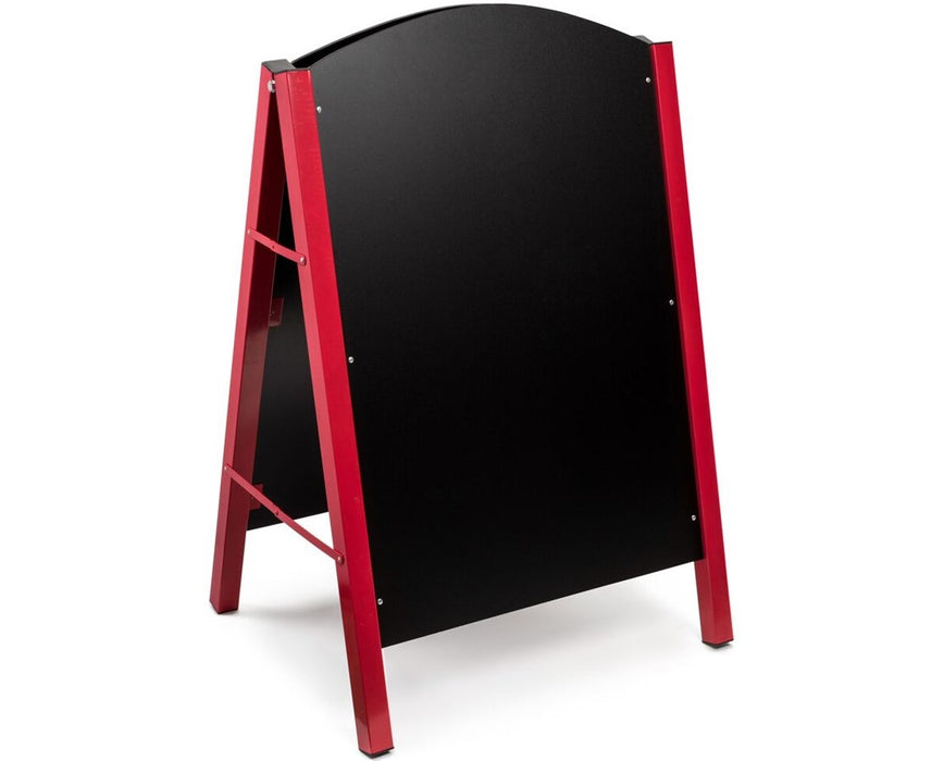 Double-Sided Standing Menu Board With Red Steel Frame