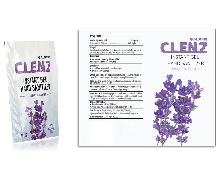 CLENZ 2 ml Instant Gel Hand Sanitizer Packets - 100/Case