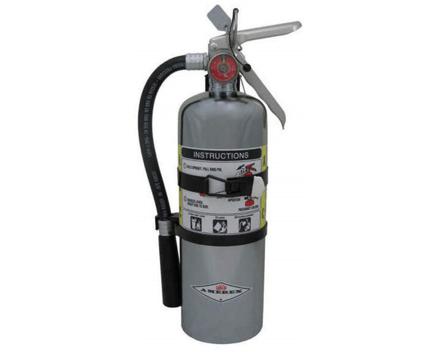 5 lbs Multi-Purpose ABC Dry Chemical Fire Extinguisher with Aluminum Valve (2A:10B:C) Chrome, Vehicle/Marine Bracket