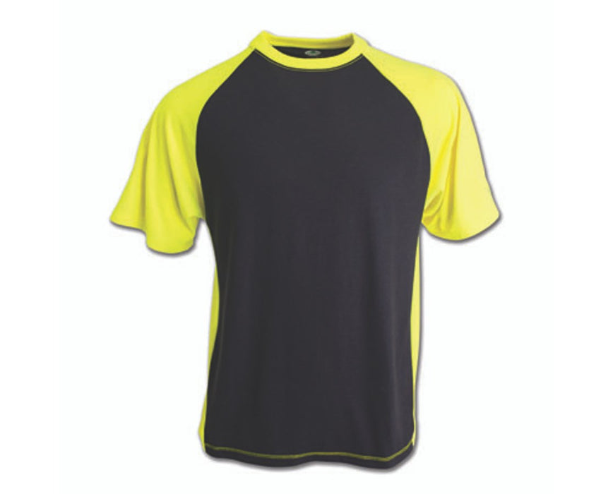 2 Tone Tech Black/Yellow Short Sleeve T-Shirt - Medium