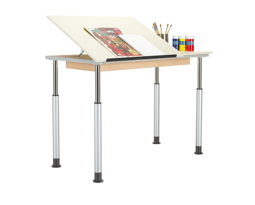 Adaptable Drawing Drafting Table w/ One 42" x 30" Adjustable Top & One 18" x 30" Fixed Top