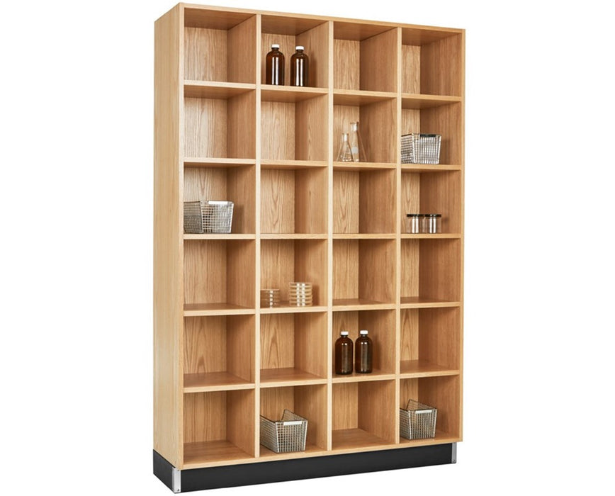 72" Cubby Cabinet w/ 24 Opening Shelves, Oak