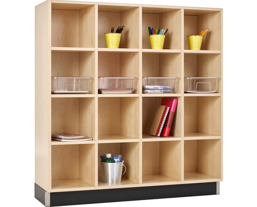 51" Cubby Cabinet w/ 16 Opening Shelves, Maple