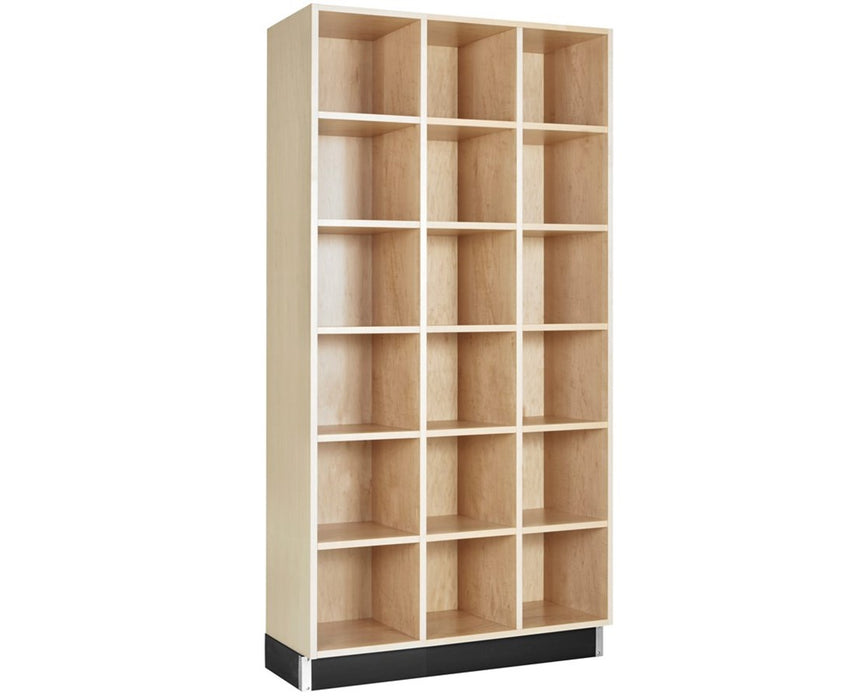 72" Cubby Cabinet w/ 18 Opening Shelves, Maple