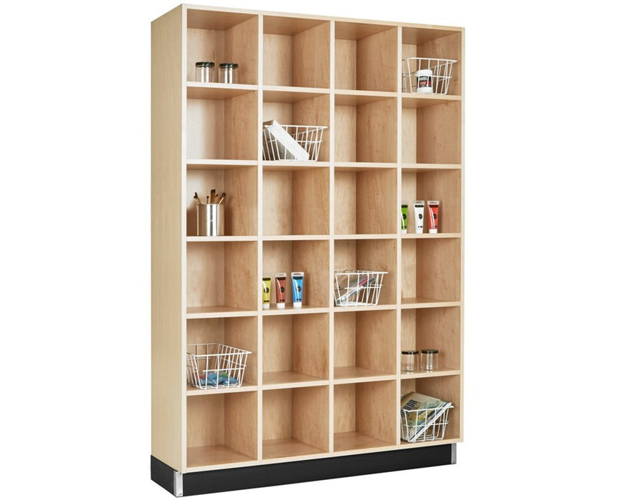 72" Cubby Cabinet w/ 24 Opening Shelves, Maple