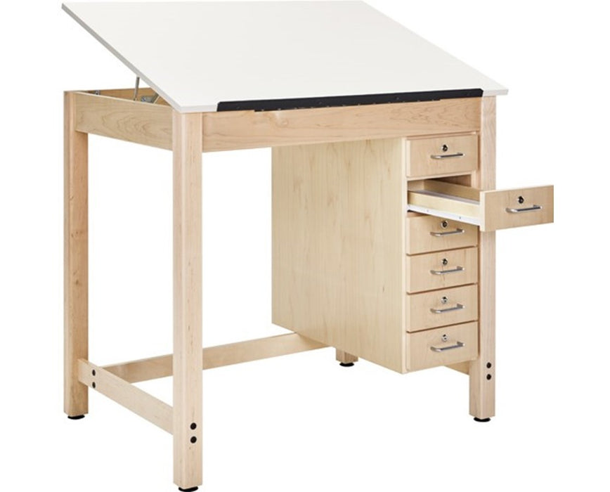 Full Top Drawing Drafting Table w/ 6 Drawers