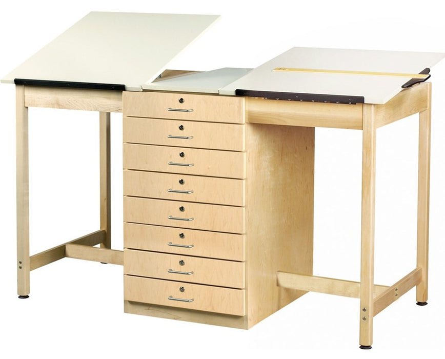 2-Station Art and Drafting Table w/ 8 Drawers