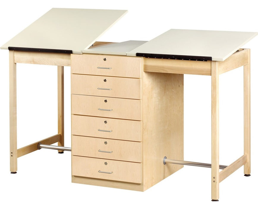 2-Station Art and Drafting Table w/ 6 Drawers