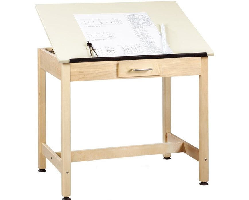30"H Full Top Art and Drafting Table, Apron w/ 14"W Center Drawer