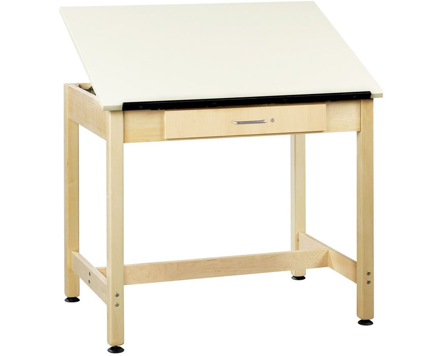 30"H Full Top Art and Drafting Table, Apron w/ 17-7/8"W Center Drawer