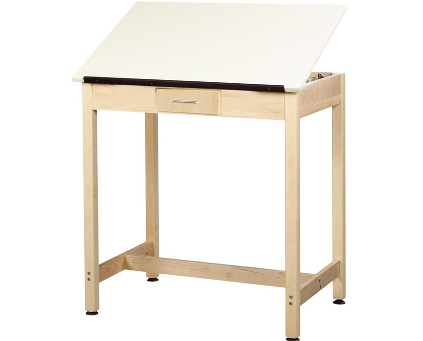 36"H Full Top Art and Drafting Table, Apron w/ 14"W Center Drawer