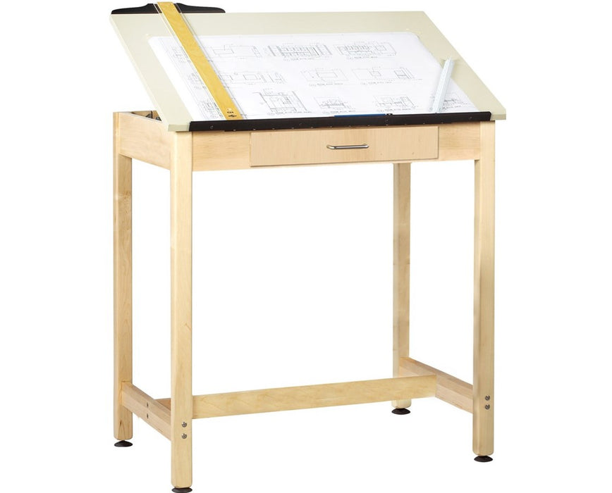 36"H Full Top Art and Drafting Table, Apron w/ 17-7/8"W Center Drawer