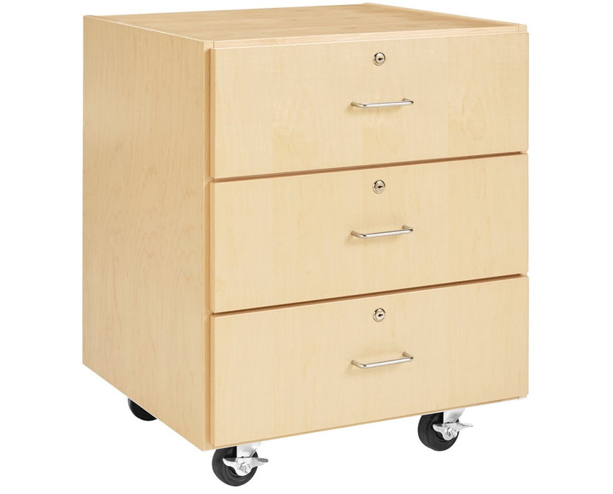 30" M-Series Mobile Cabinet w/ 3 Drawers, Maple