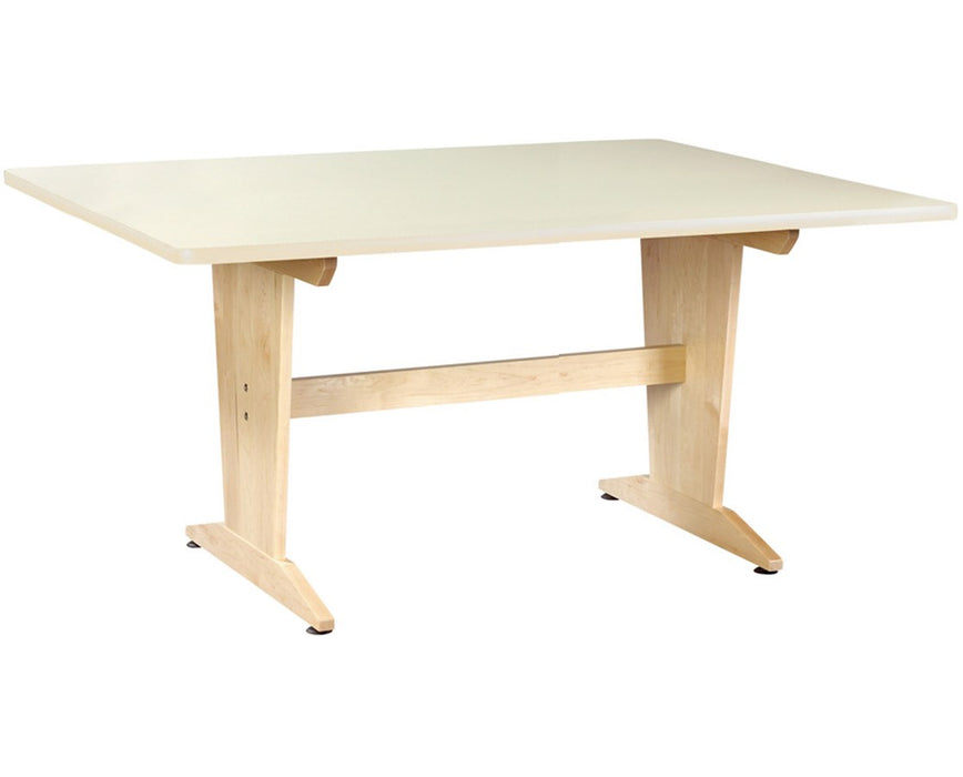 Extra Large Pedestal Drafting Table- Almond Colored Plastic Laminate Top 30"H