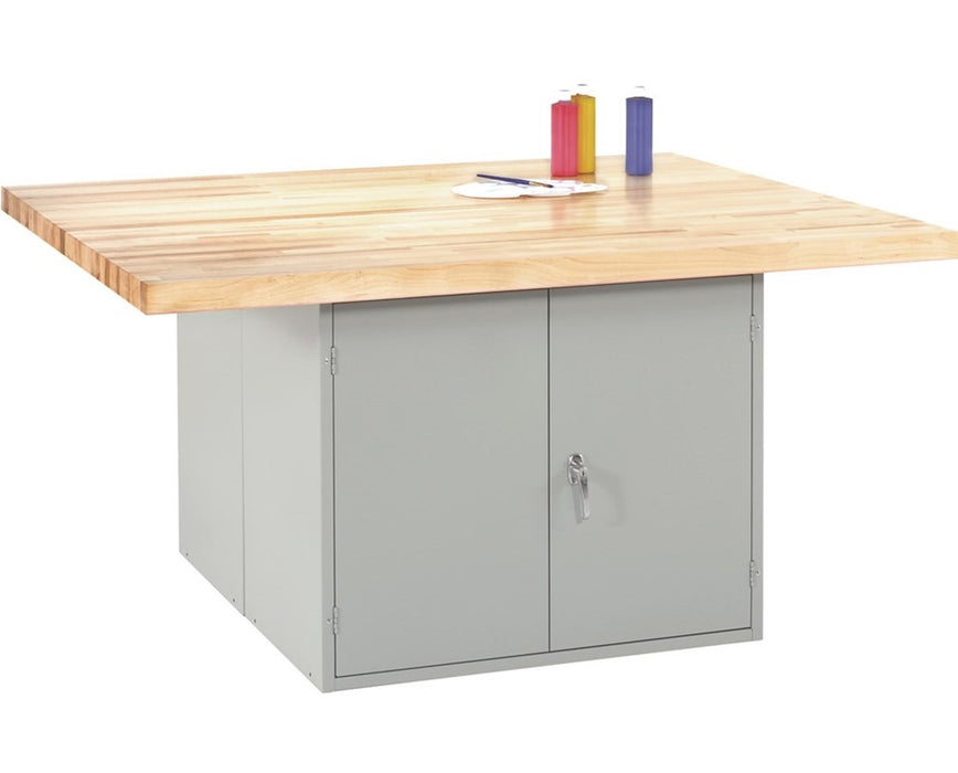 Double-Faced Steel Cabinet Workbench w/out Vise, Gray