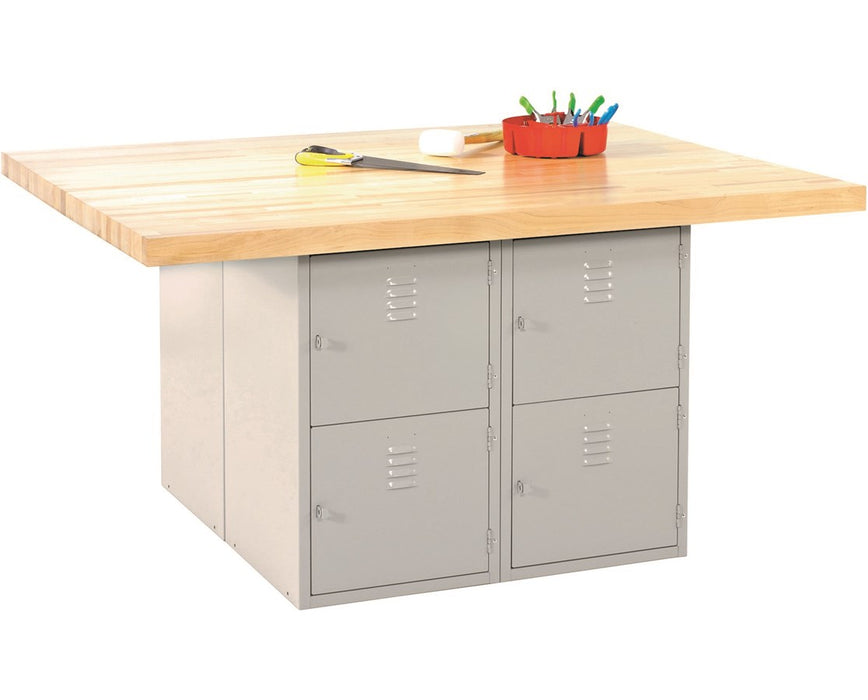 8-Locker Steel Cabinet Workbench w/out Vise, Gray