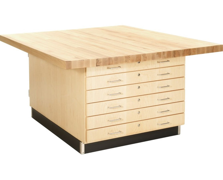 Double-Faced Wood Workbench w/ 6 Drawers