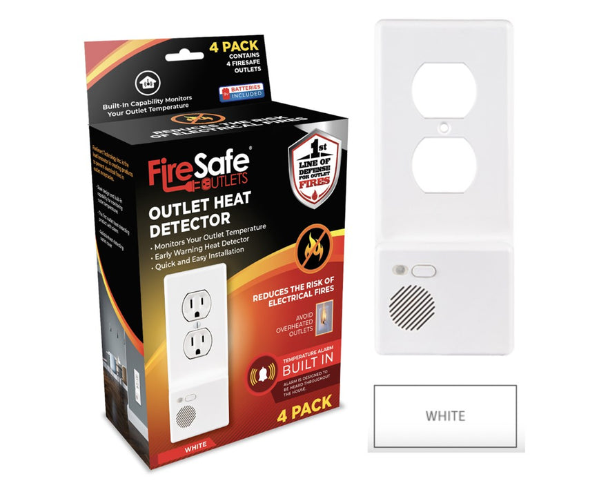 Heat Detector Outlet Cover w/ Alarm (4/Box), Duplex - White