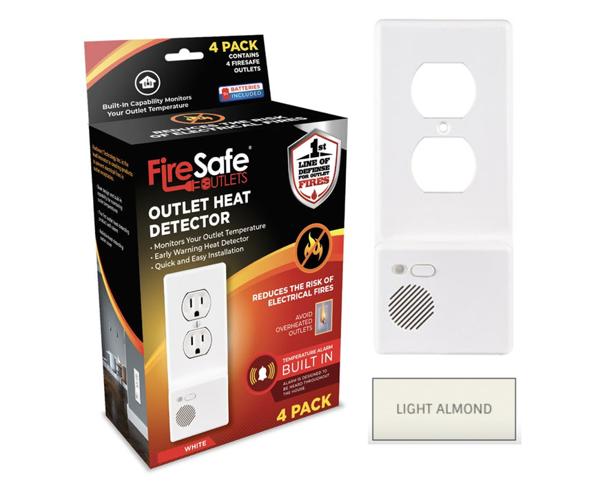 Heat Detector Outlet Cover w/ Alarm (4/Box), Duplex - Light Almond