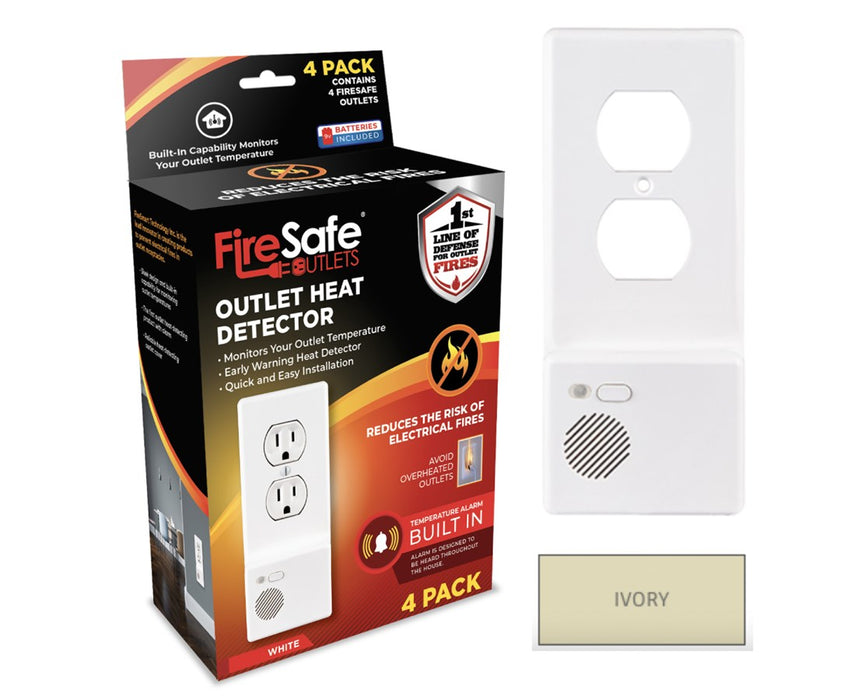 Heat Detector Outlet Cover w/ Alarm (4/Box), Duplex - Ivory