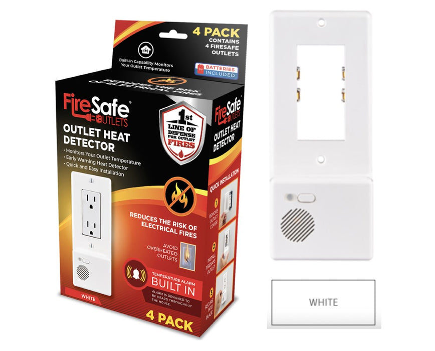 Heat Detector Outlet Cover w/ Alarm (4/Box), Decora - White