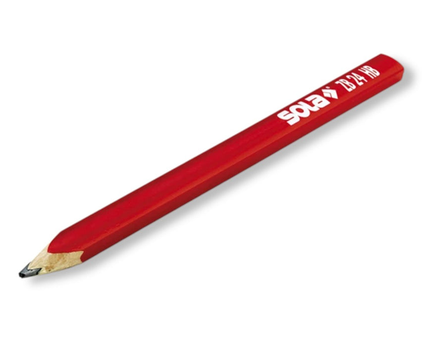 SOLA Red Carpenter's Wood Pencil w/ Black Lead; Qty: 100-Box