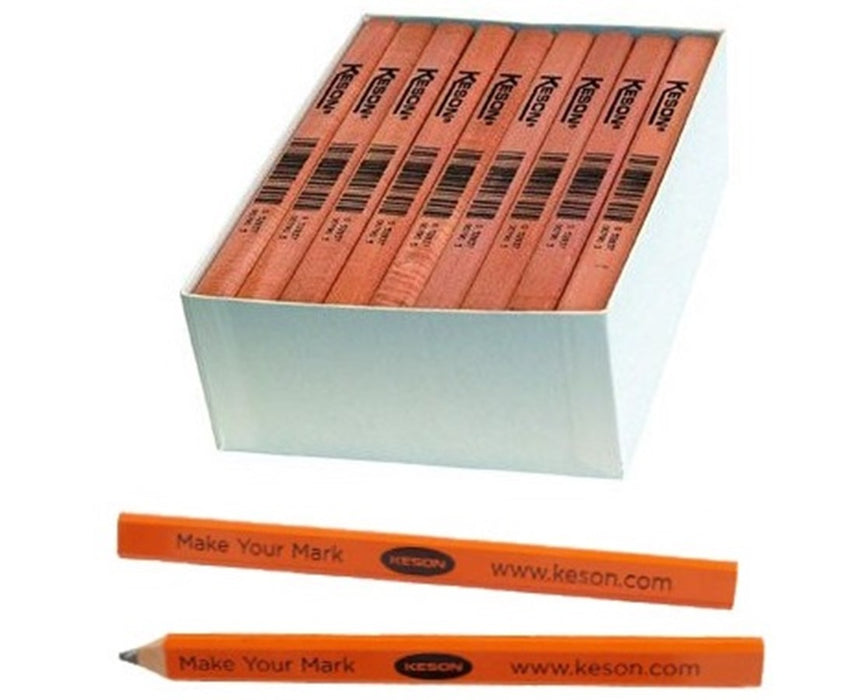 Orange Carpenter's Wood Pencil w/ Black Lead; Qty: 12-Pack