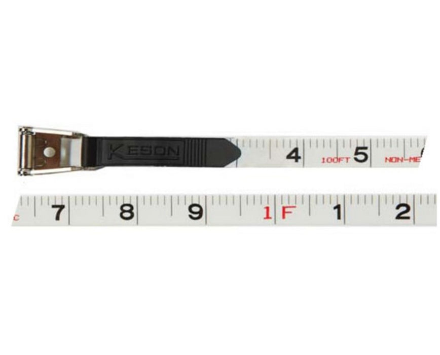 50 Feet MC Fiberglass Long Measuring Tape; Feet, 1/10, 1/100 w/ Hook