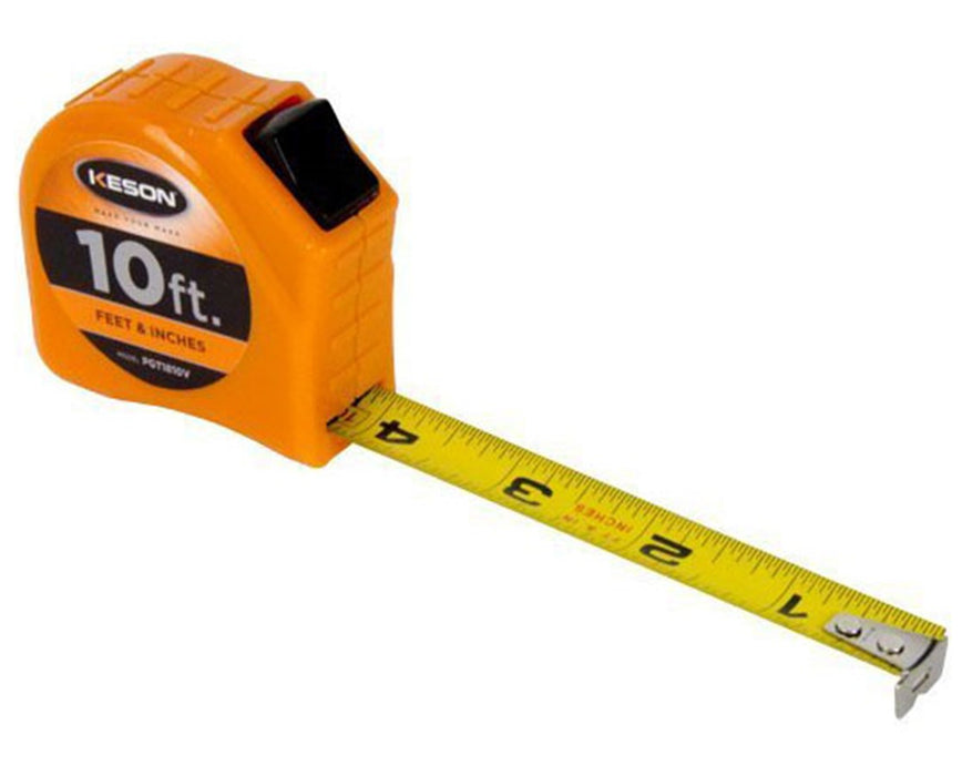 10ft Toggle Lock Short Measuring Tape w/ 5/8" Blade & 'Feet, Inches, 1/8, 1/16 & cm, mm' Units