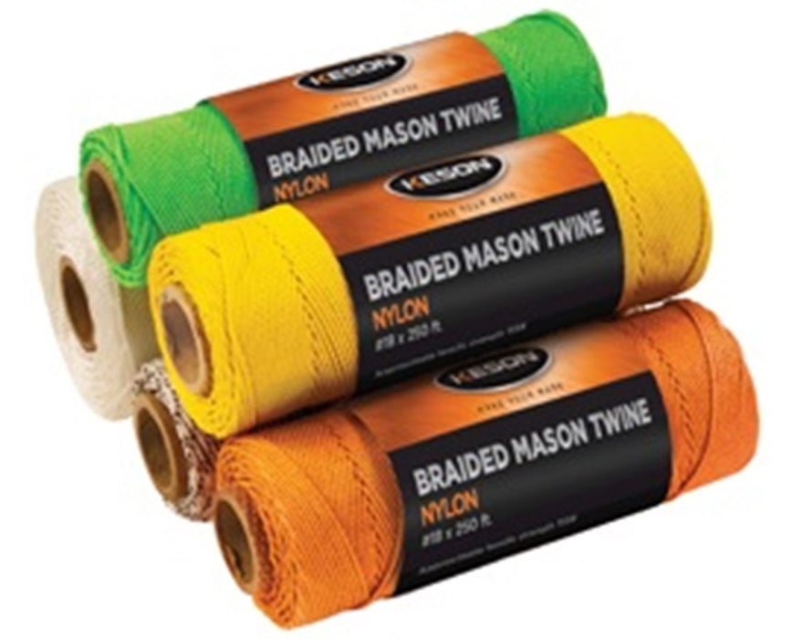 250 Feet Orange Braided Nylon Mason Twine (12-Pack)