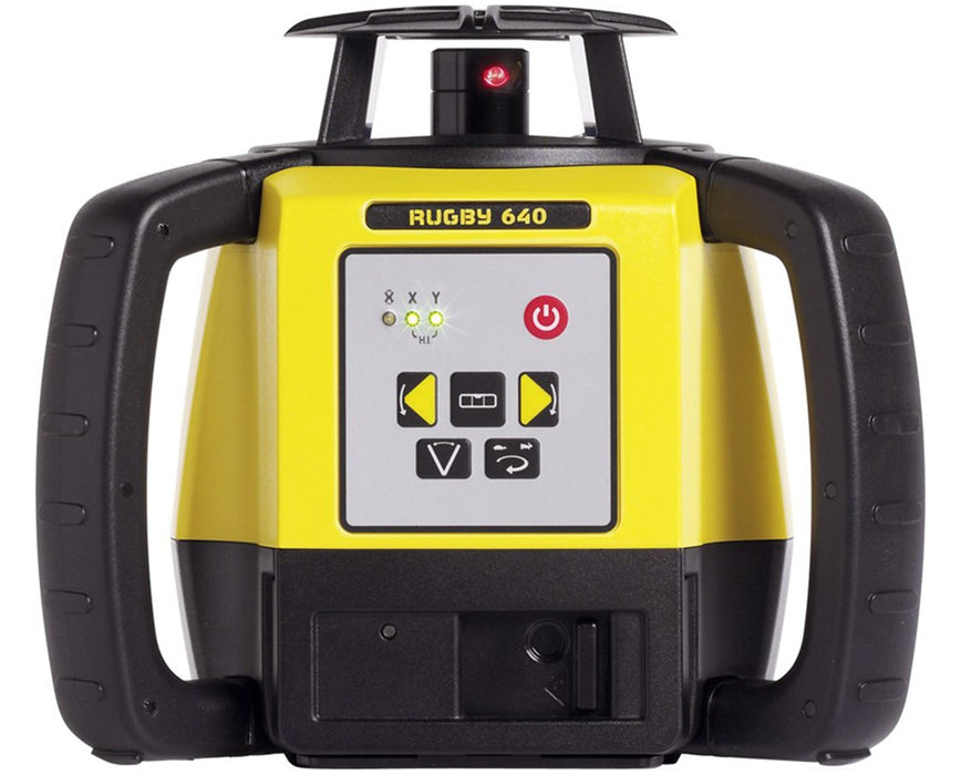 Rugby 640 Rotary Laser Level With Rod Eye 140 and Rechargeable Battery Pack