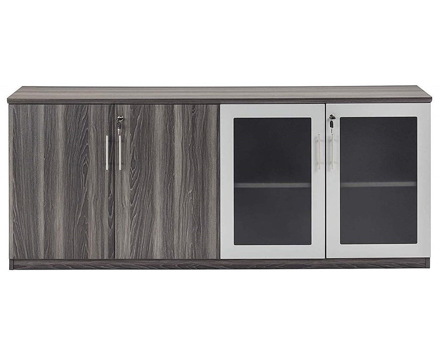Medina Series Low Wall Cabinet with Glass and Wood Doors