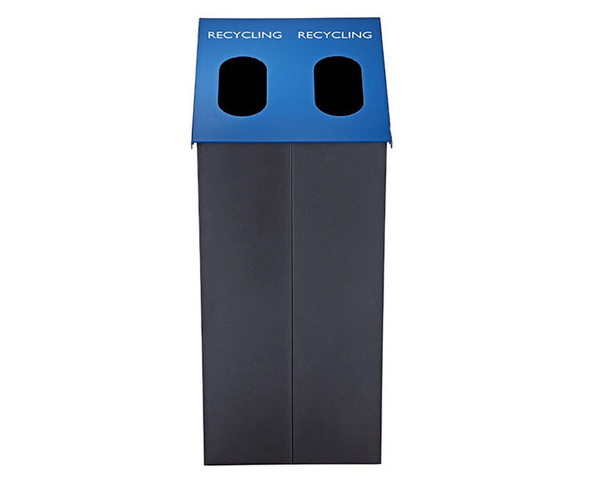 32 gal Slope Jr. Garbage Can w/ Double Recycling/Recycling Top Opening & Internal Rigid Liner