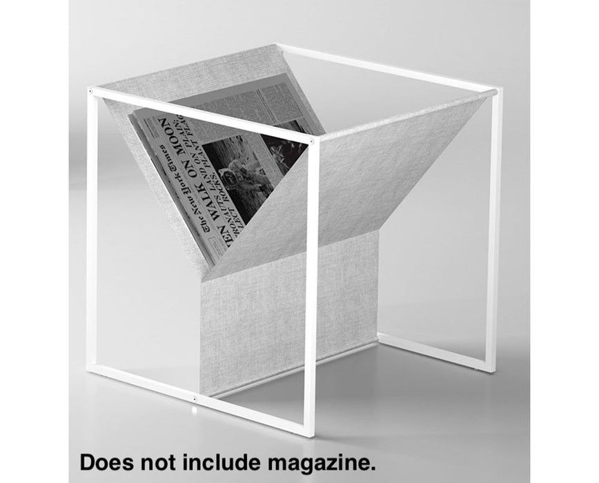 Zin Magazine Rack in White Steel Frame & Screen Fabric