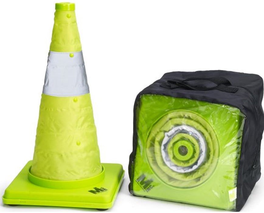 18" Lime Collapsible Traffic Cone, 4-Pack