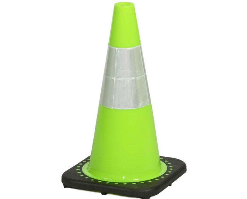18"H Lime Traffic Cone With 1 Reflective Stripe