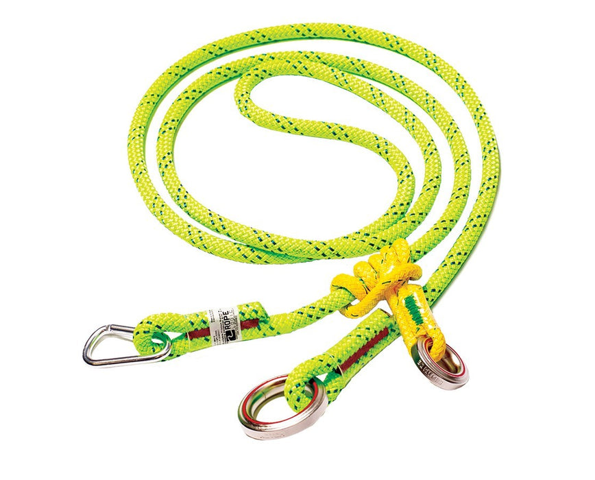 KMIII Wear Safe Green Climbing Friction Saver w/ Steel Rings & Carabiner, 10'