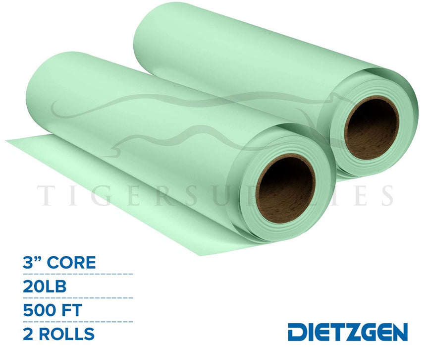 Green Tinted Engineering Bond Paper, 20lb, 3" Core, 24" W x 500' L (2 Rolls)