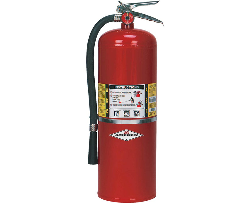 2.5 lbs Multi-Purpose ABC Dry Chemical Fire Extinguisher with Aluminum Valve (1A:10B:C) 2-Strap Vehicle Bracket - Red