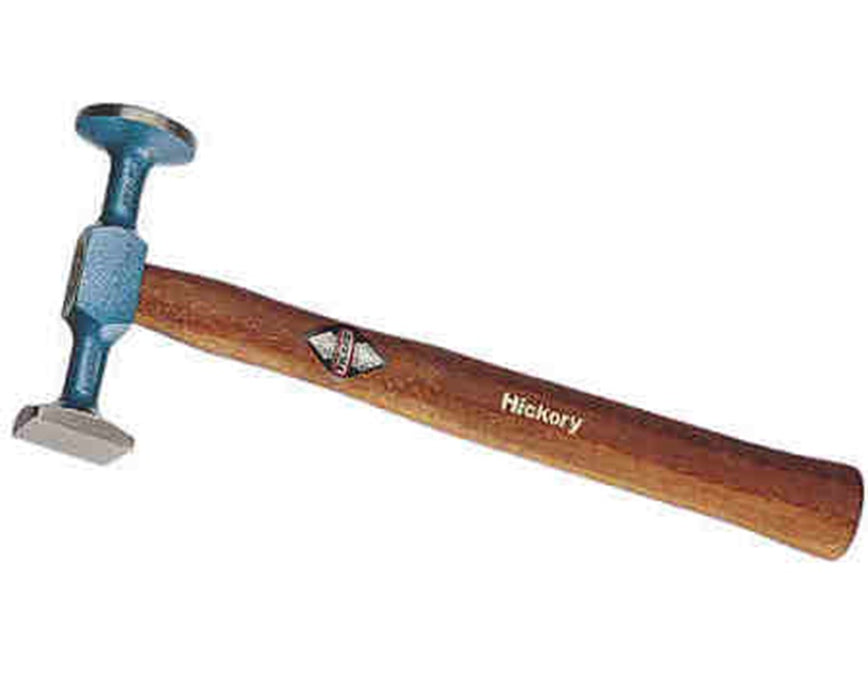 Large Square and Round Faced Planishing Hammer w/ Smooth Faces, Hickory Handle